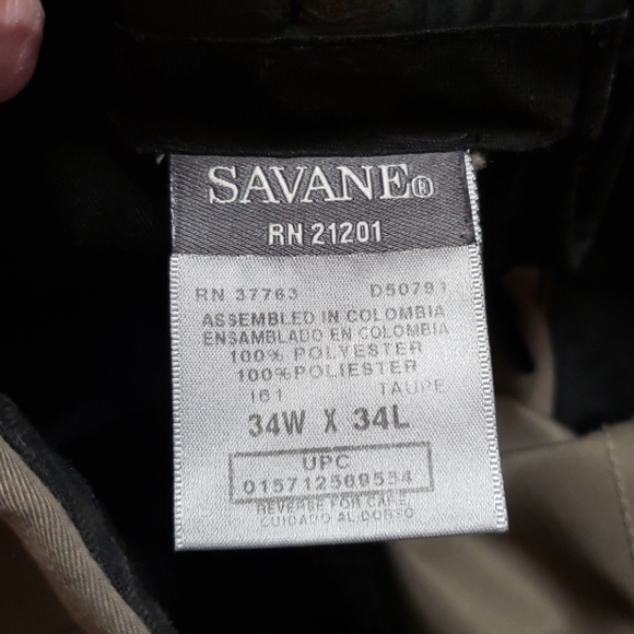 Savane Men's Dress Pants Slacks 34 x 34 - Picture 6 of 7